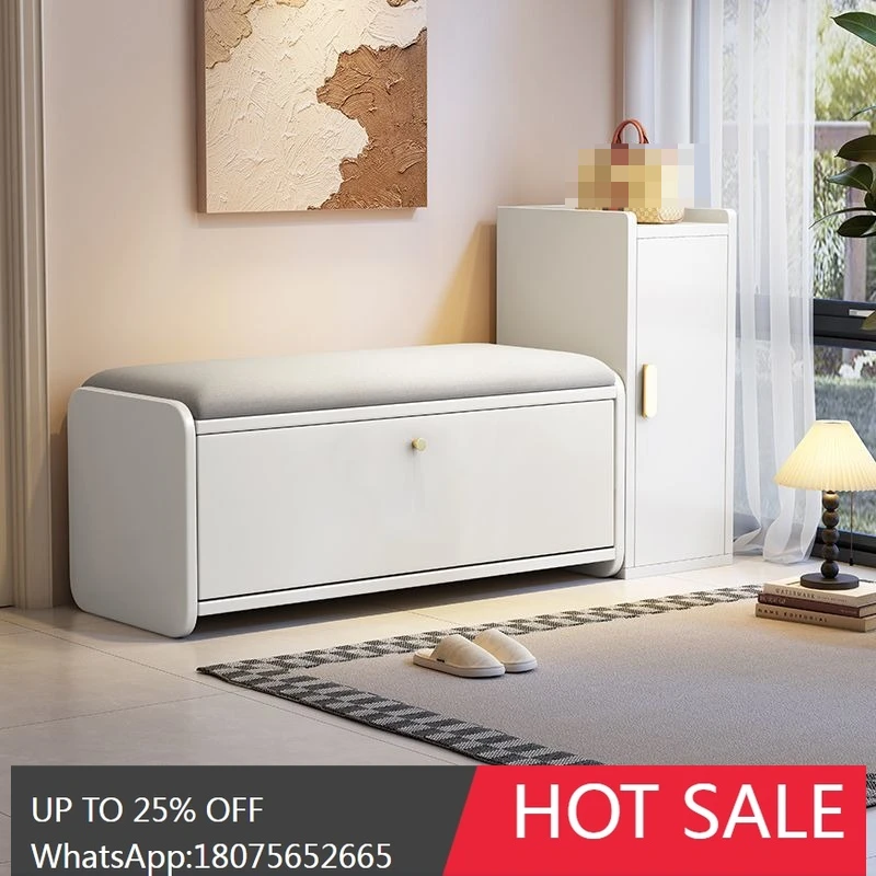 

HLZ Solid Wood Flip Shoe Bench for Home Entrance, Can Sit and Store, Simple Modern Shoe Rack