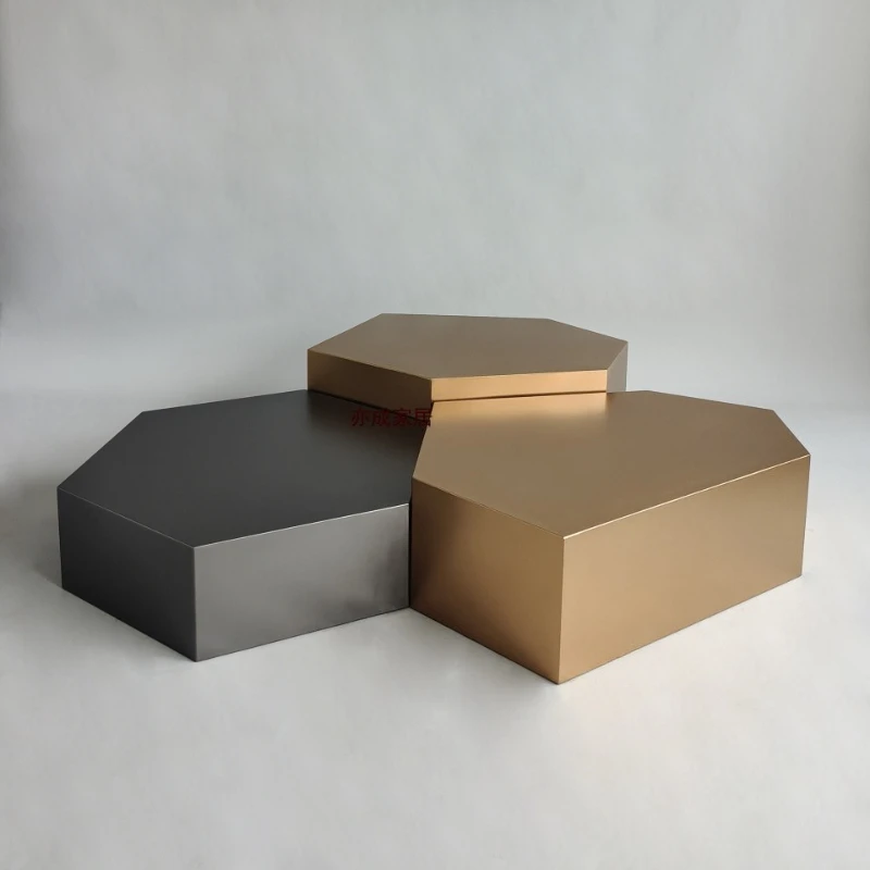 

Modern simple villa hotel light luxury coffee table soft decoration Italian minimalist living room stainless steel coffee table