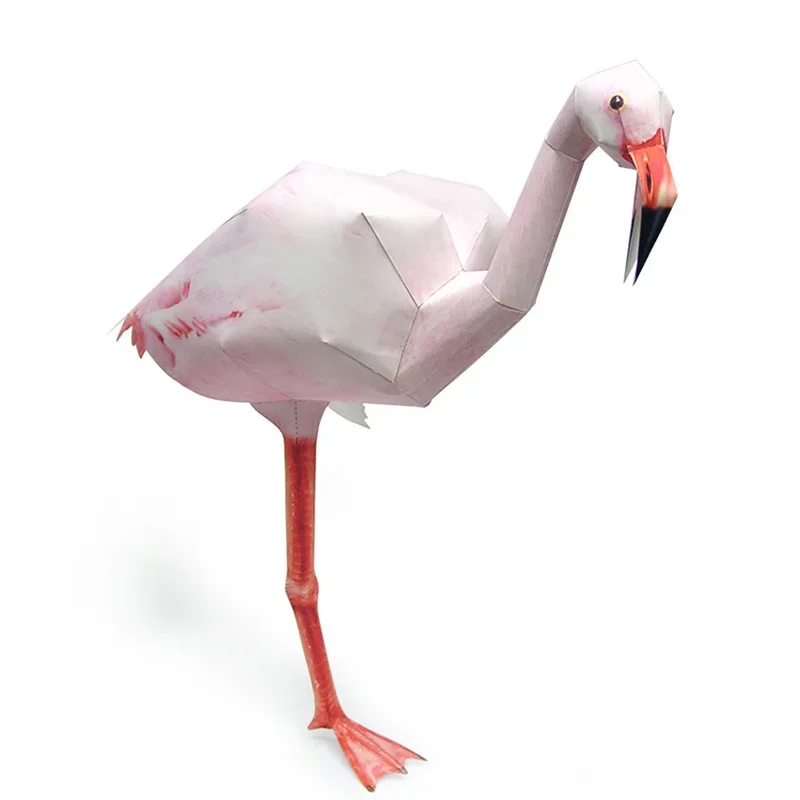 Flamingo Bird Paper Model Realistic Animal Mini Cute 3D Papercraft DIY Kids Adult Handmade Origami Art Craft Toys WE-031