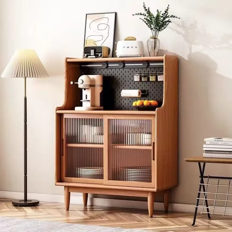 wood sideboard, living room glass cabinet, multi-functional dining room storage cabinet, Nordic Japanese coffee cabinet