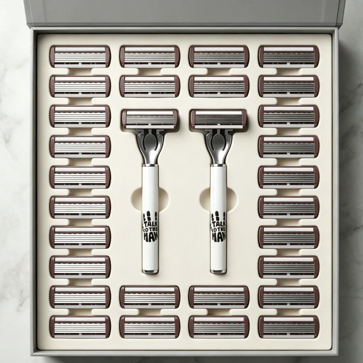 Men's Manual Safety Razor Set, featuring 6-layer stainless steel blades and an aloe vera lubricating strip | perfect as a gift.