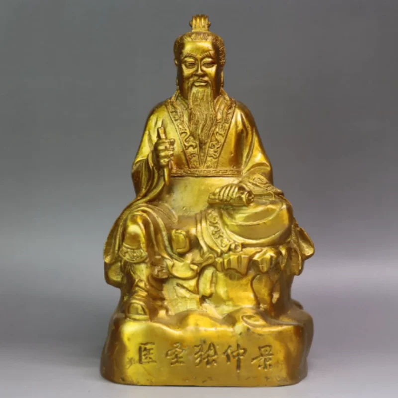 Vintage Bronze Zhang Zhongjing Figurine - The Sage of Medicine Sculpture, Traditional Chinese Cultural Desk Decoration Ornament