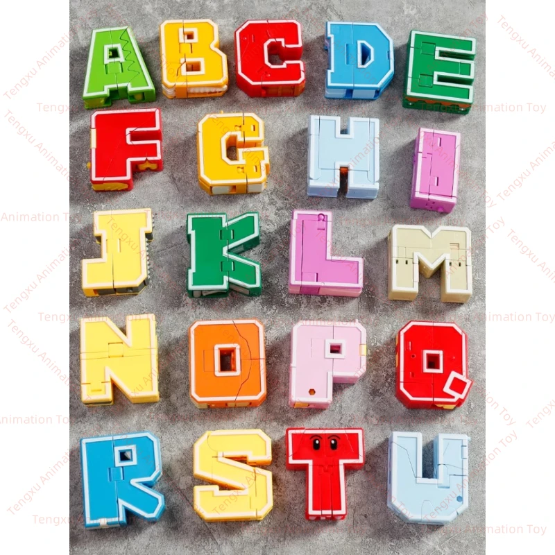 In Stock Transformation Toys Letter Transformation 26 English Abcd Toys Puzzle Dinosaur Robot