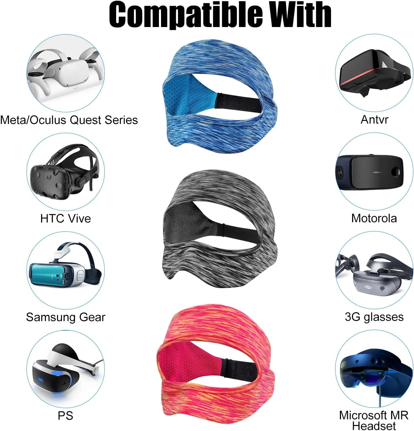 VR Eye Mask, Adjustable Breathable VR Sweat Band for Meta/Oculus Quest 2/3/3S/Pro, HTC Vive, PS, Gear, VR Workouts - view 5