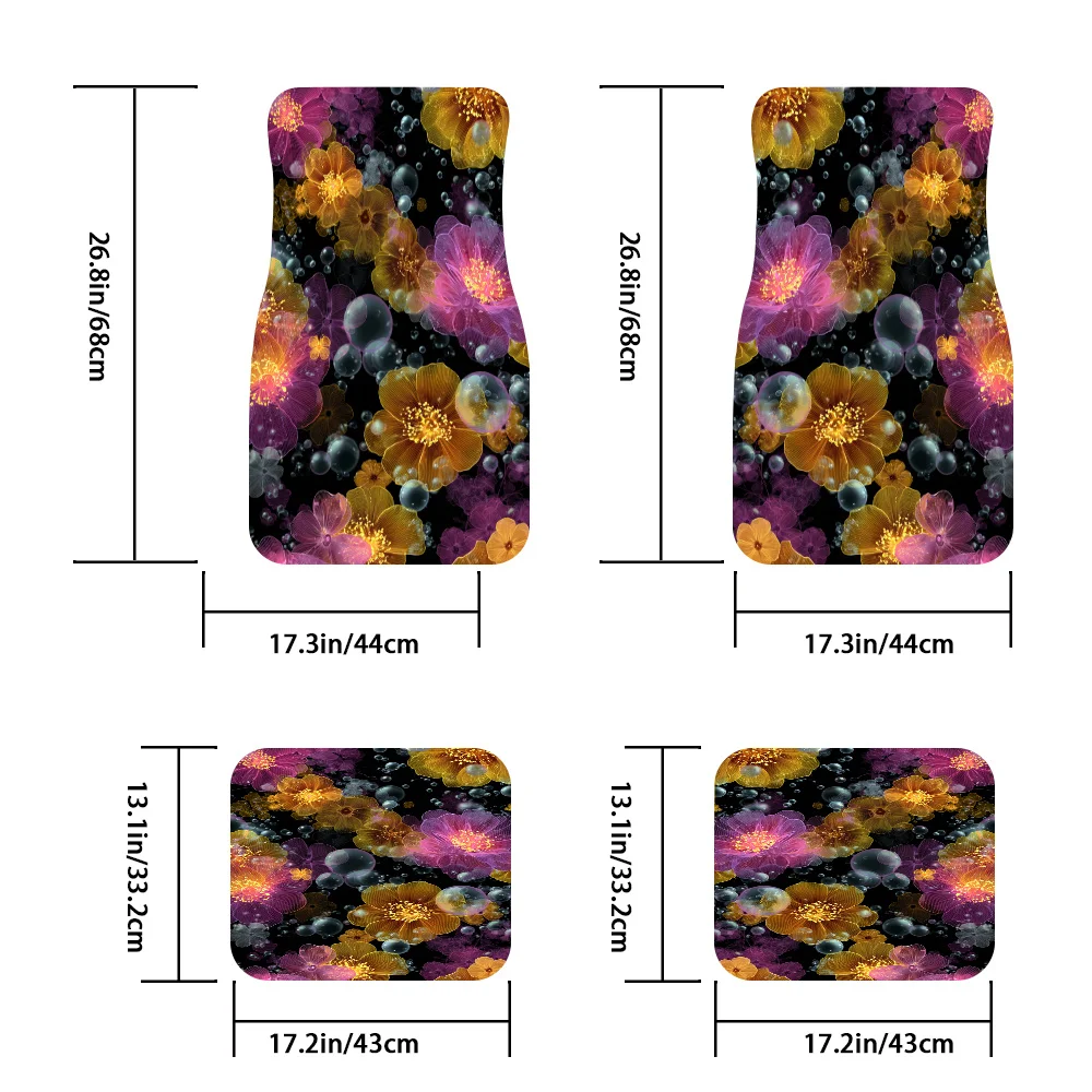 4pcs Floral Bubble Night Glow Car Mats, Universal Fit, Night Glow Effect, Trendy Auto Interior, Perfect Gift For Friends/Family