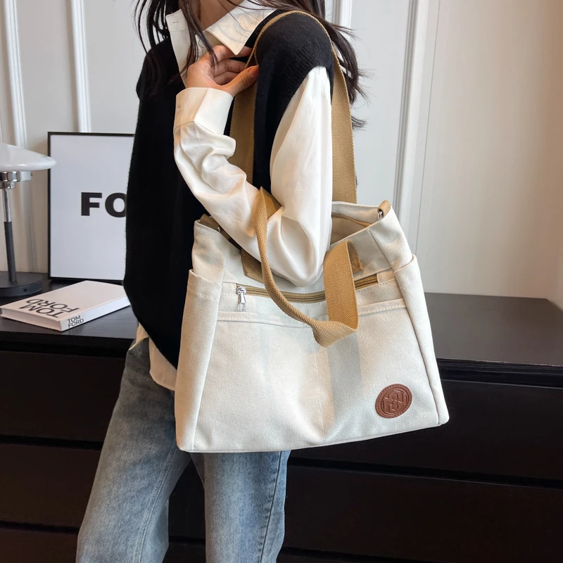 Moda bolsas de lona das mulheres alta qualidade sacos ombro designer marca grande capacidade tote senhoras simples saco mão compras sac