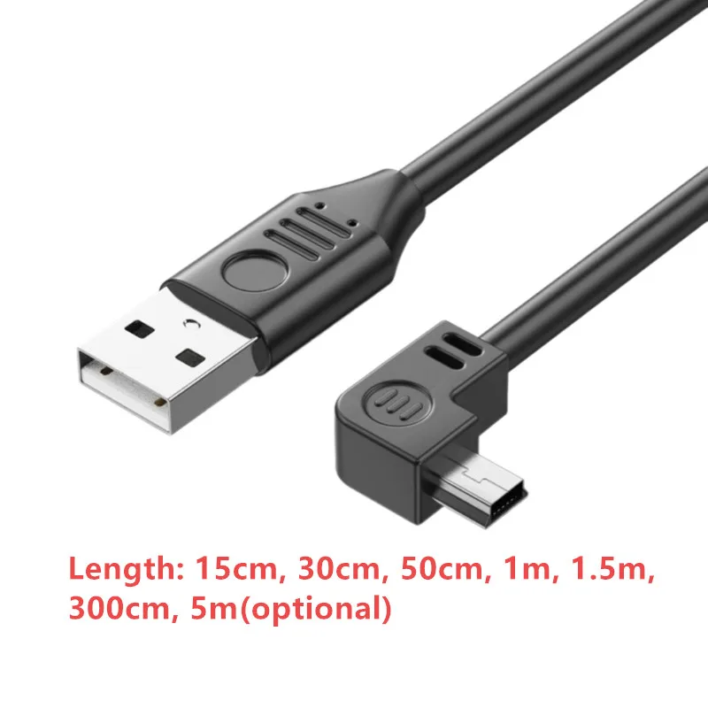 Kabel Mini USB w górę w dół lewy prawy kąt 90 stopni USB 2.0 do Mini USB 5-pinowy kabel do szybkiej ładowarki danych do aparatu MP4 Tablet GPS