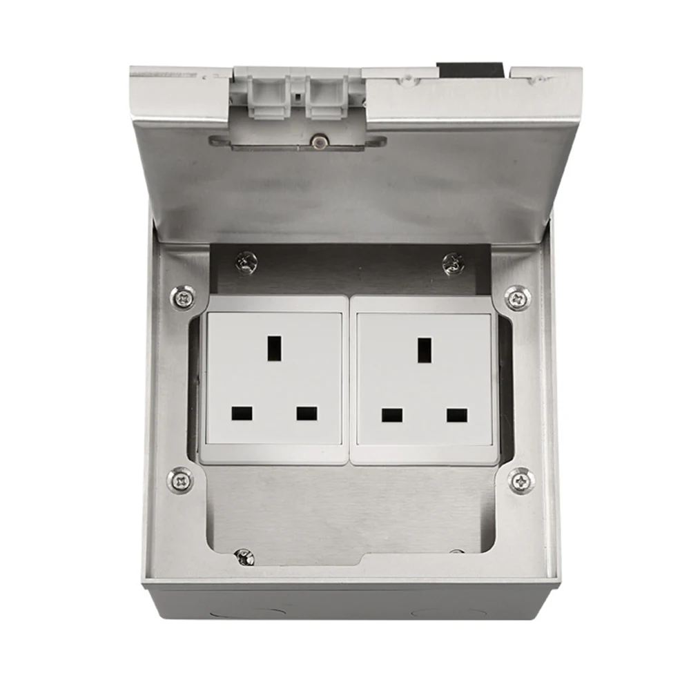 Waterproof Embedded Socket Box with Stainless Steel Panel Perfect for Concealed Power Access in Various Environments