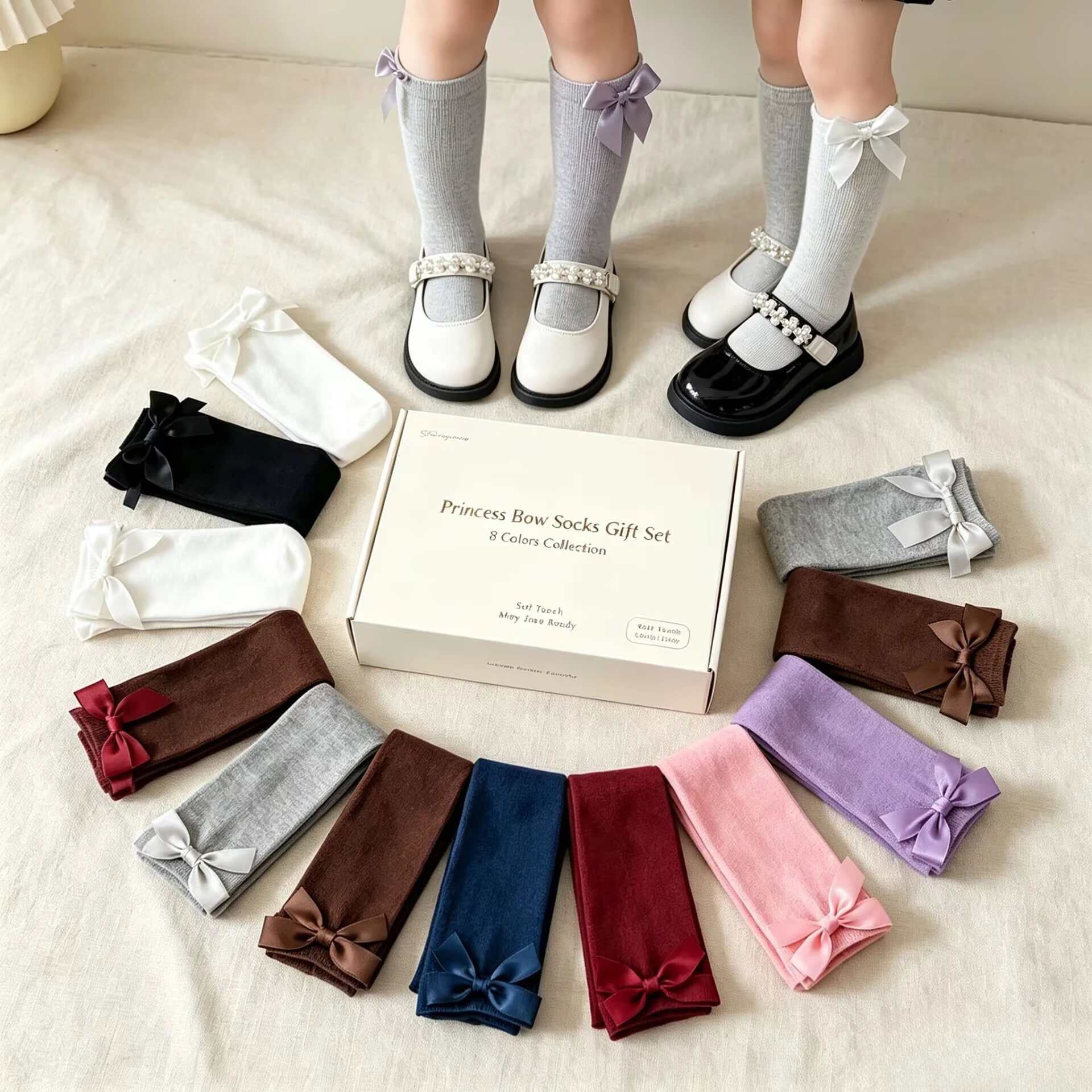 Christmas Winter Terry Cotton Sokken Princess Knee High Long Socks Bow Summer Spring Newborn Baby Girls Kids for