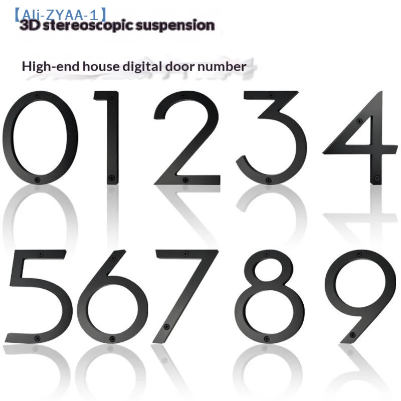 1Pcs Black Floating House Number Outdoor 6 Inch Acrylic Apartment Door Numbers Mailbox Address Sign #0-9 With Screws【ZYAA-1】