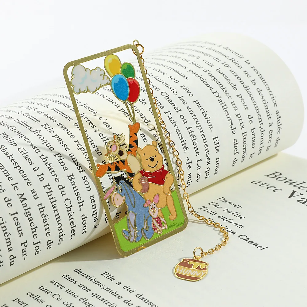 Cartoon Winnie The Pooh Bookmarks Disney Metal Bookmarks Fans Girls Gifts Kids Collections Book Fans Stationery Reading Markers