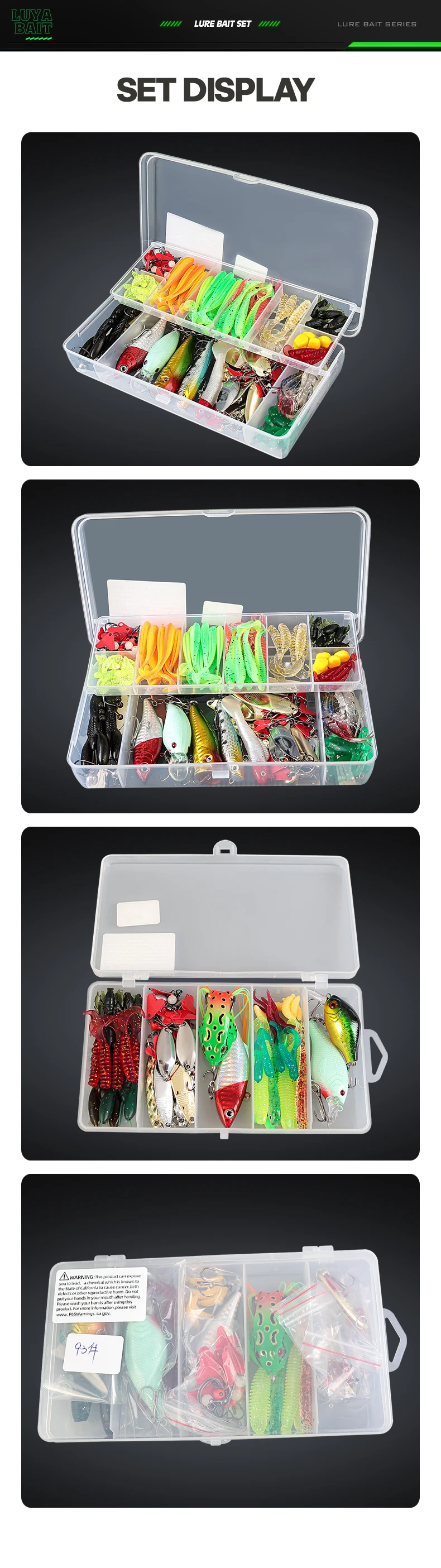 TAIYU 93/252 Stück Angelköder-Set für Forelle/Hecht/Barsch, Multi-Köder-Angelset, weiche/harte Köder und Zubehör mit geschichtetem Tackle – Detail 3