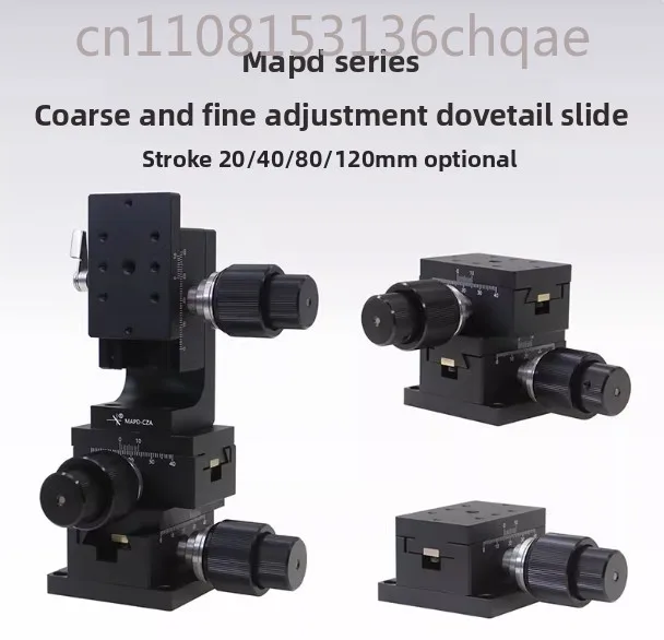 MAPD Series Coarse‑Fine Tuning Dovetail Slide, Linear Positioning Stage 30mm Total Stroke, 23mm Coarse‑Tuning, 2.5mm Fine‑Tuning