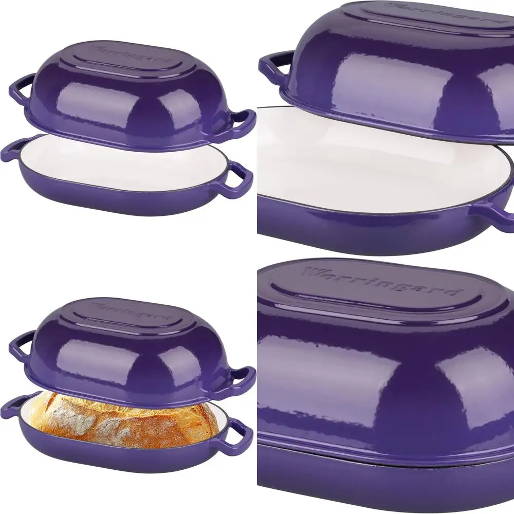 

Фиолетовая голландская духовка на 7 литров и эмалированная чугунная форма для хлеба на закваске для домашней выпечки и мясного рулета с крышкой