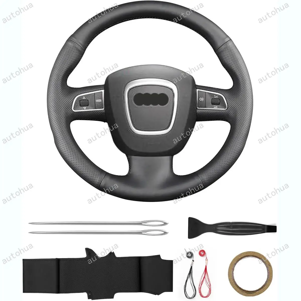 

HandStitched Steering Wheel Cover for Audi 2012 Q5 Hybrid Quattro/2011 A3 A1 A3 Cabriolet/2010 Q710 A5 Sportback Cabriolet