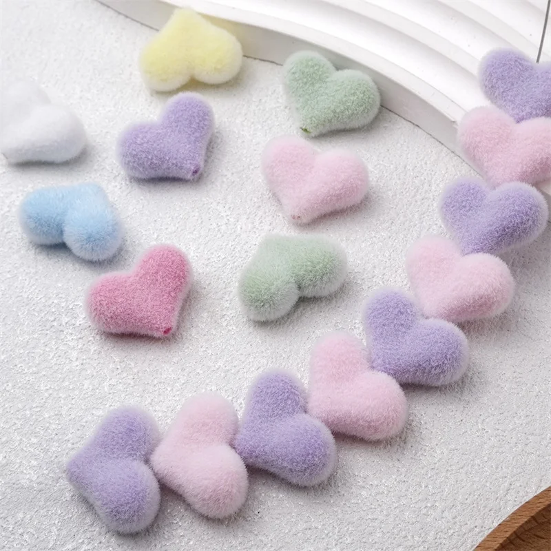 

Зимний стиль, 100 шт./лот, цветной флокирующийся эффект, мультяшные сердечки, смоляные бусины с прямыми отверстиями, ювелирные изделия своими руками, аксессуары для одежды