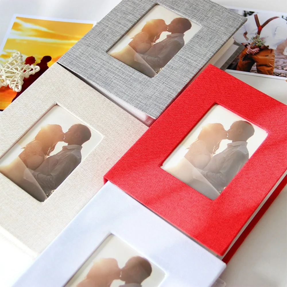 100 Pockets Photo Album 4x6 Photos Linen Cover Small Scrapbook Album DIY Writable Slip-in Picture Albums