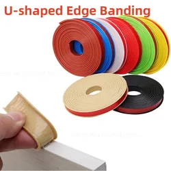5M U-shaped Edge Banding Tape Self-Adhesive Silicone Rubber Seal Strip Wood Board Chair Table Protector Cover Furniture Decor