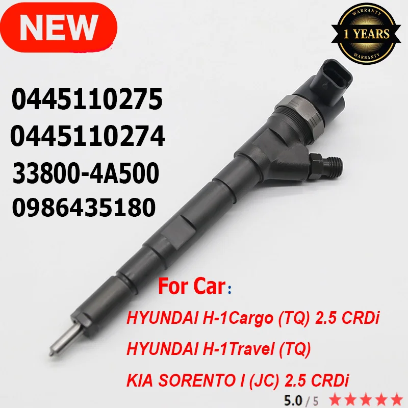 

New CRDI-Diesel Fuel Injector Nozzle 33800-4A500 0445110275 For Hyundai Starex H1 I800 Iload / KIA Sorento 2.5 VGT