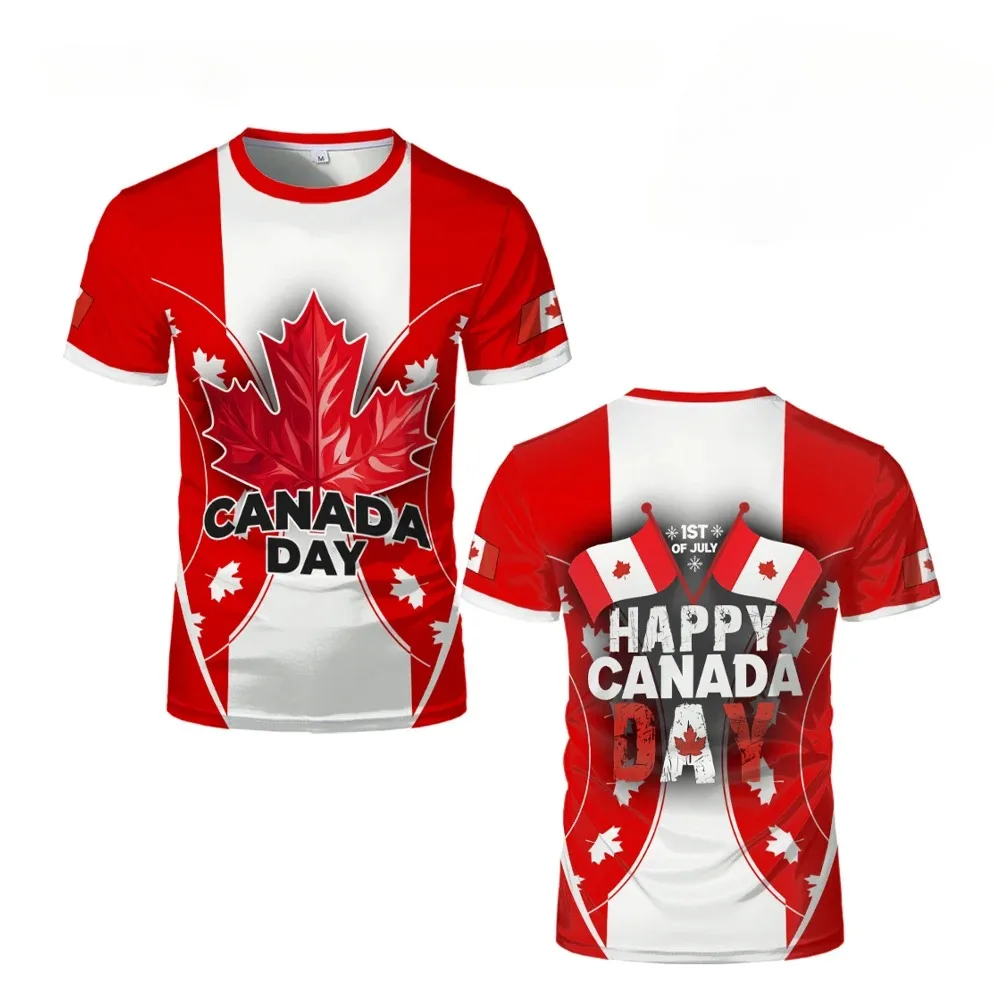 

Canada Day Themed 3D Print T-shirt Breathable and Quick-drying Sports Short Sleeve Personality Unisex Streetwear Kids Clothes