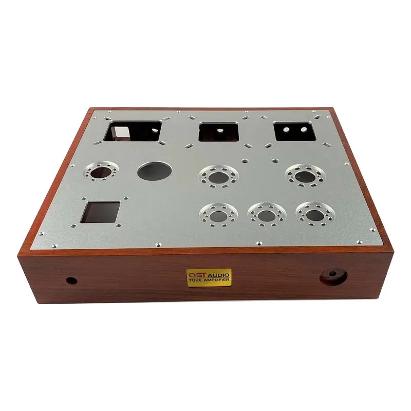 Mahogany Shell Tube Machine/Preamp/Class A Power Amplifier Chassis（400*340*70）DIY Chassis Shell Solid Wood Box Custom