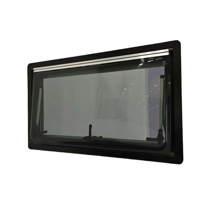 MAYGOOD Black 900x550mm Right Angle Caravan RV Window with Aluminum Frame and Mosquito Net view 3