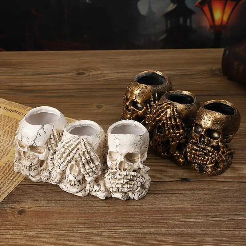 Halloween Planter Resin Skulls Halloween Decor Gothic Planter Halloween Candy Bowl Skull Decor Ghost Planter For Home Store