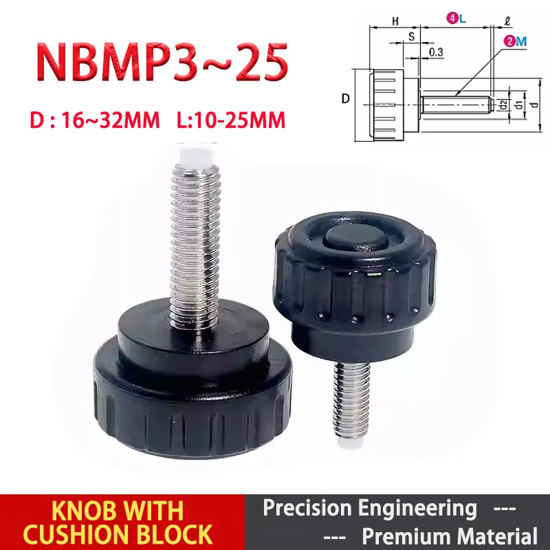 

1pcs Knob With Cushion Block NBMP3/4/5/6/8-16/20/25/32 With Gear Block Straight Line Handle HAV96-M3-M8