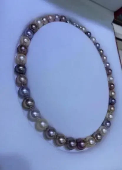 BEAUTIFUL AAA 8-9mm South Sea Black Pearl Necklace 18 Inches Earring