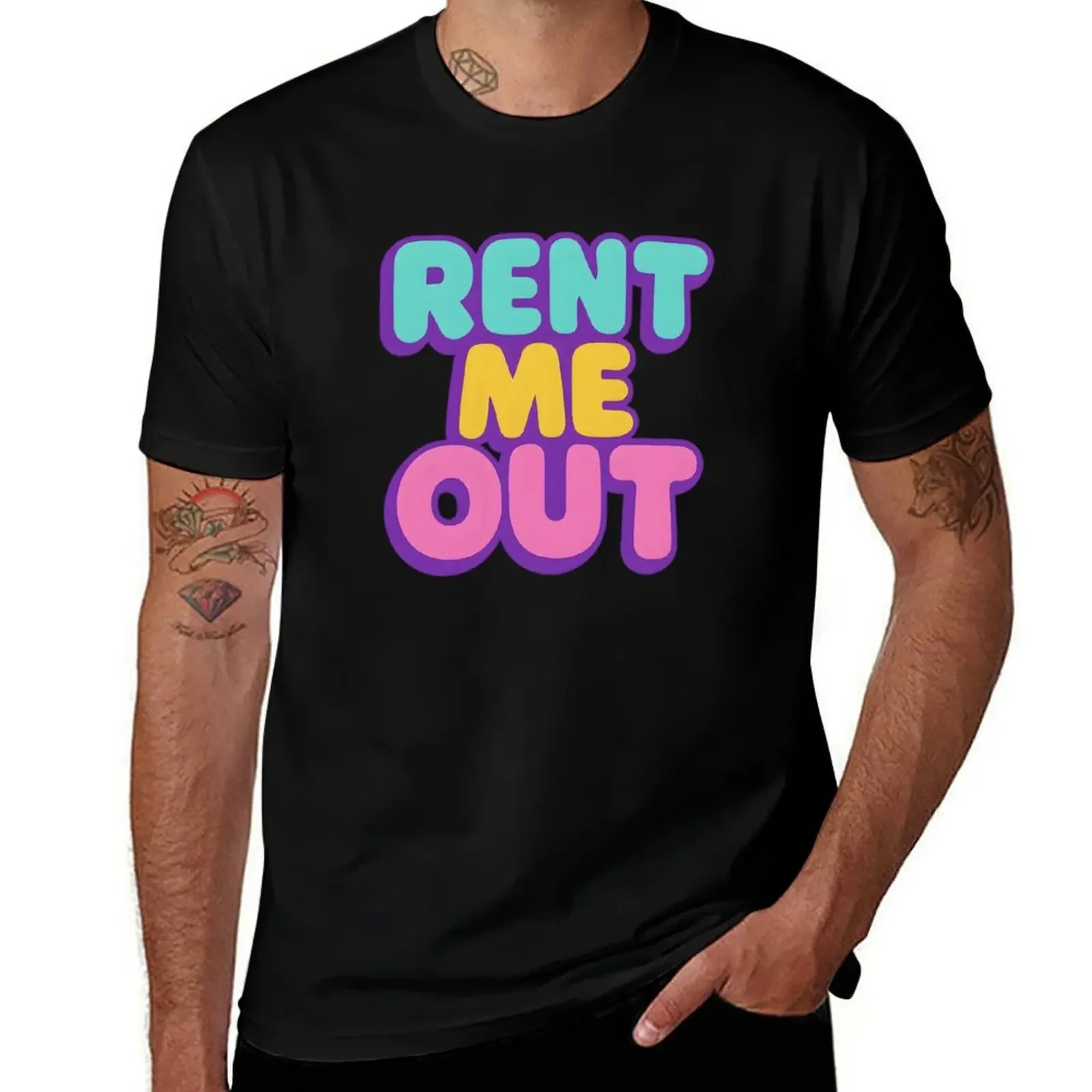 

Rent Me Out – Bold Retro Typography T-Shirt rapper graphic tees man clothes street wear mens designer clothes