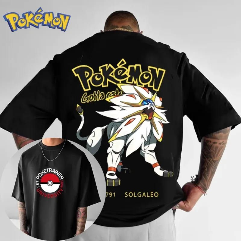 

Новая летняя футболка с принтом Pokémon Solgaleo в стиле аниме, мужская и женская футболка с коротким рукавом Y2K Harajuku, свободный повседневный топ