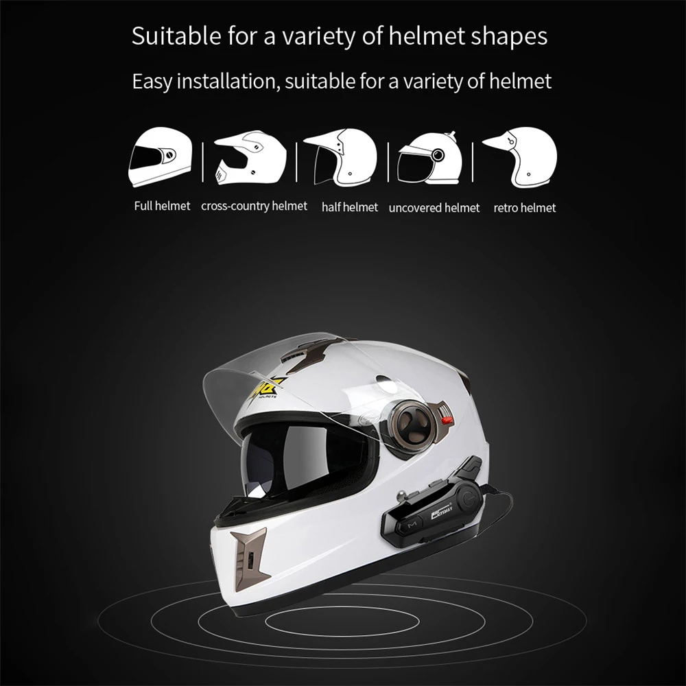 Bluetooth 5,0 Moto Gegensprechanlage Helm-Headset Drahtlose Freihändige Stereo Motorrad Helm Kopfhörer MP3 Lautsprecher 30M Talkie