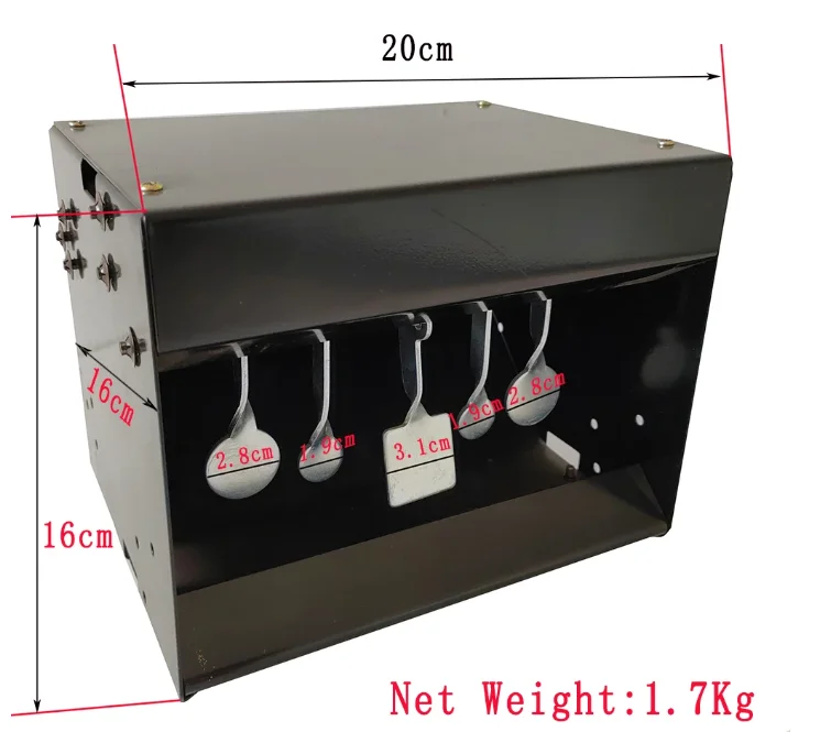 Tactical swing aim shooting target box, automatic reset pellet trap contains 5 targets, hunting air gun can be reset target box