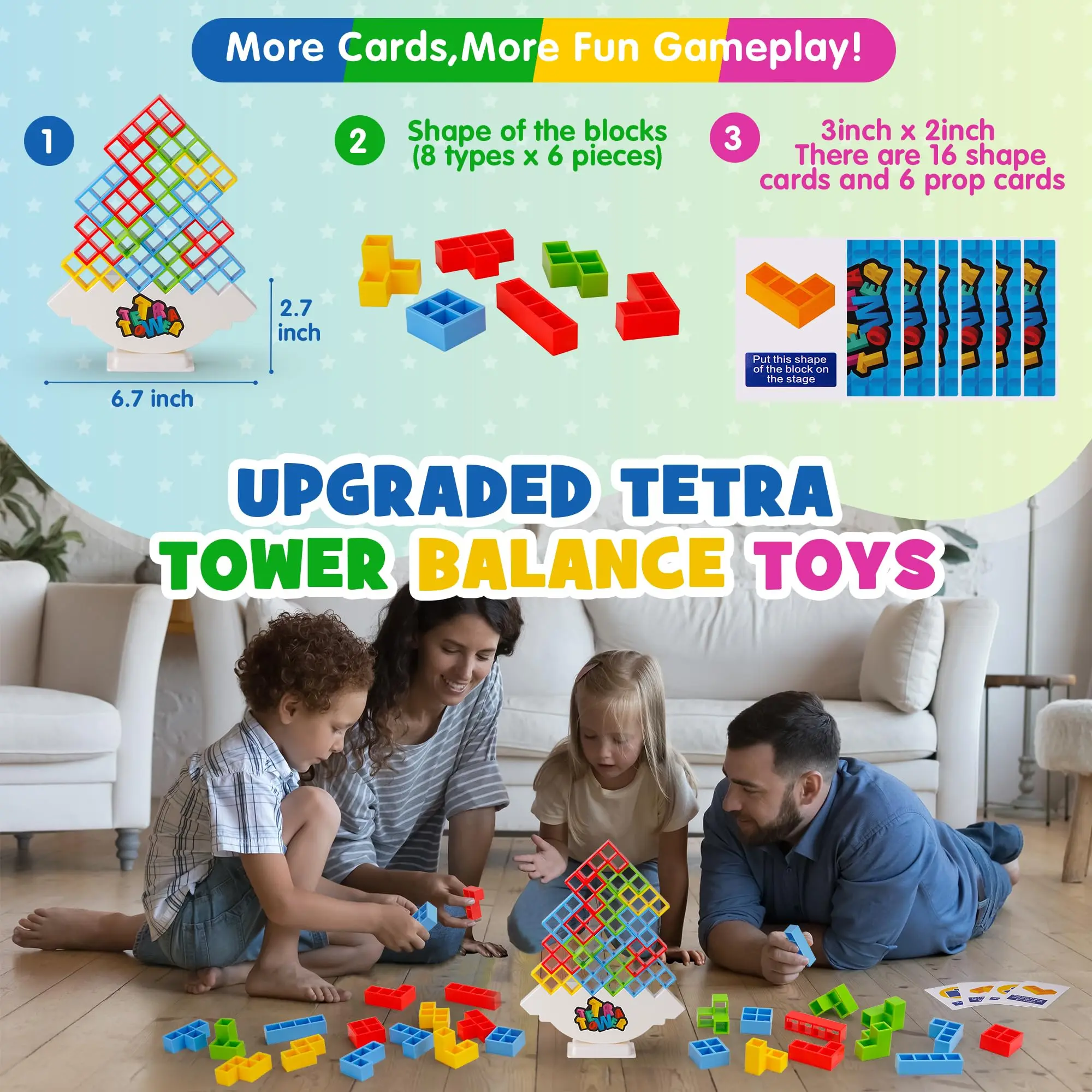 Stacking Block Toys Balance Stacking Board Game Family Party Children Block Toys Puzzle Toys Boys and Girls Puzzle Block Toys