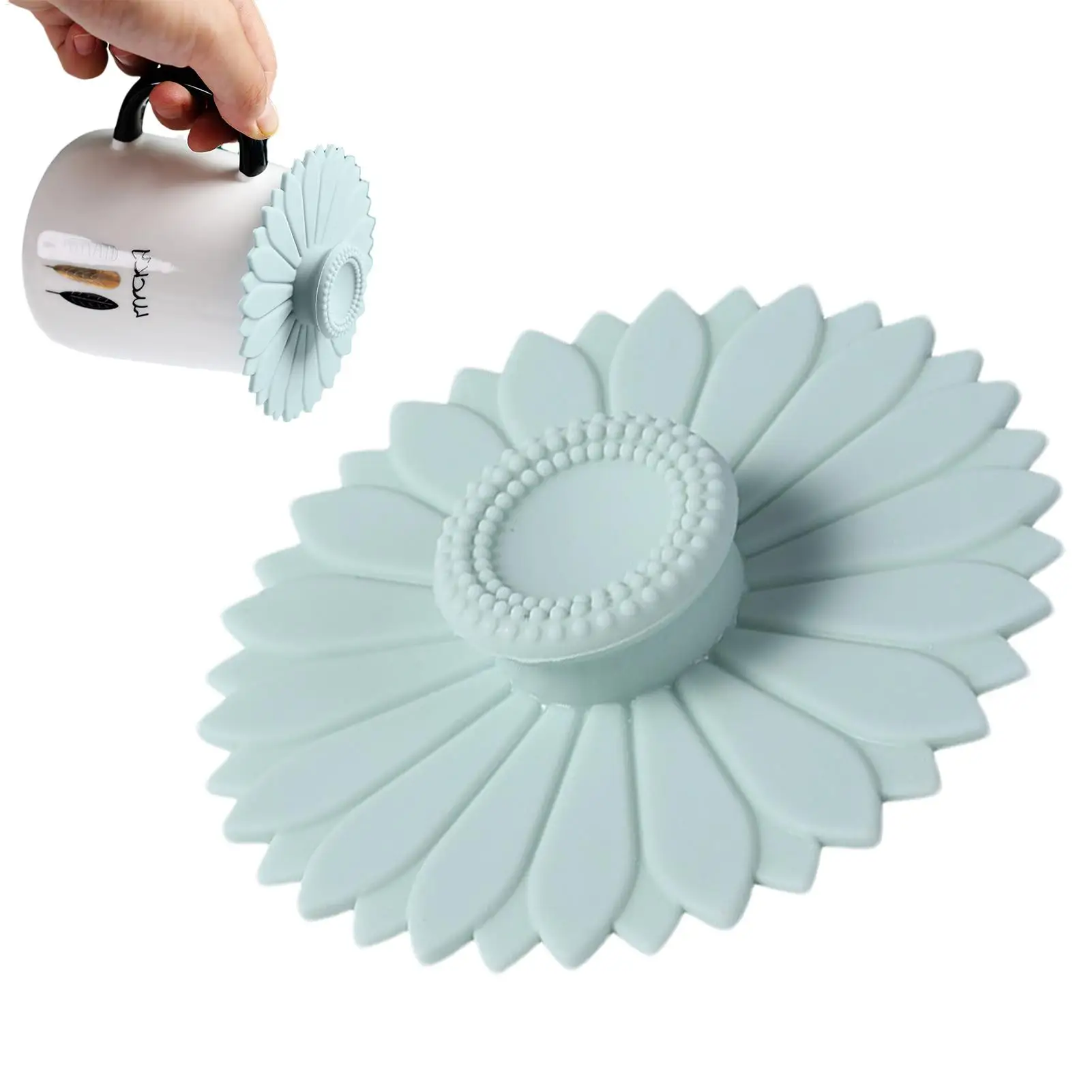 1PC Silicone Cup Lid with Handle Dustproof Leakproof Ceramic Mug Sealed Cover Suction Coffee Tea Lids Kitchen Accessories