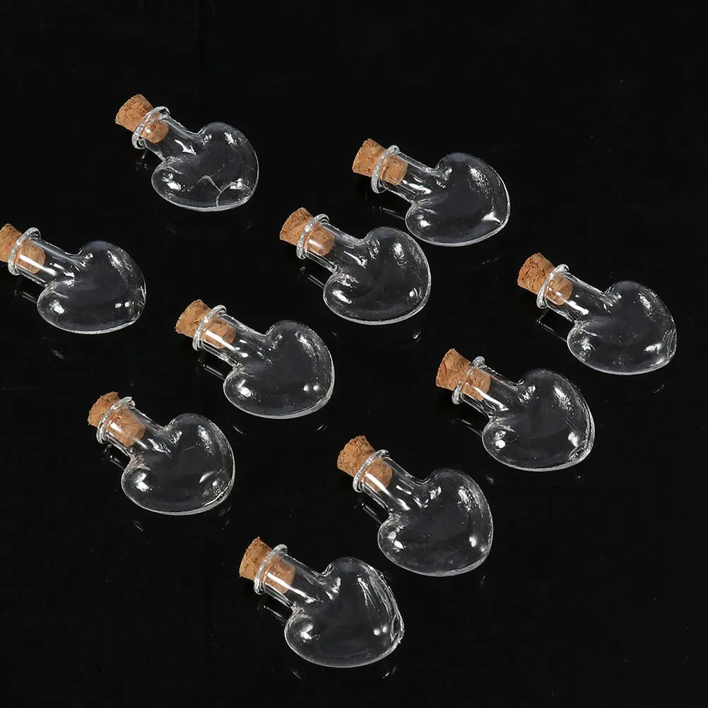 20Pcs Heart Shaped Glass Bottles Small Wishing Bottle with Cork DIY Drift Perfume Craft Decoration Heart Shaped Glass Bottle