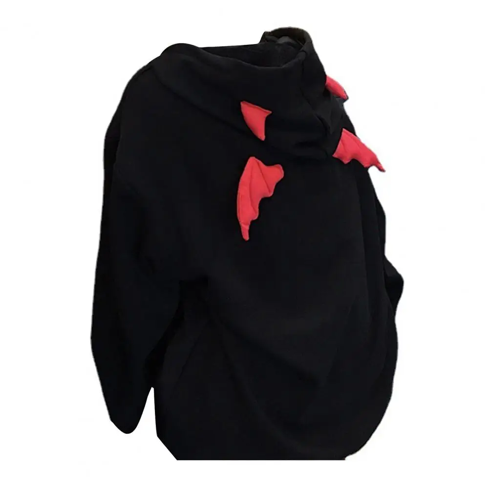 Weather Coat Hoodie Coat Hooded Sweatshirt with Little Devil Horns Demon Fly Wings for Women Loose Fit Pullover with Pocket