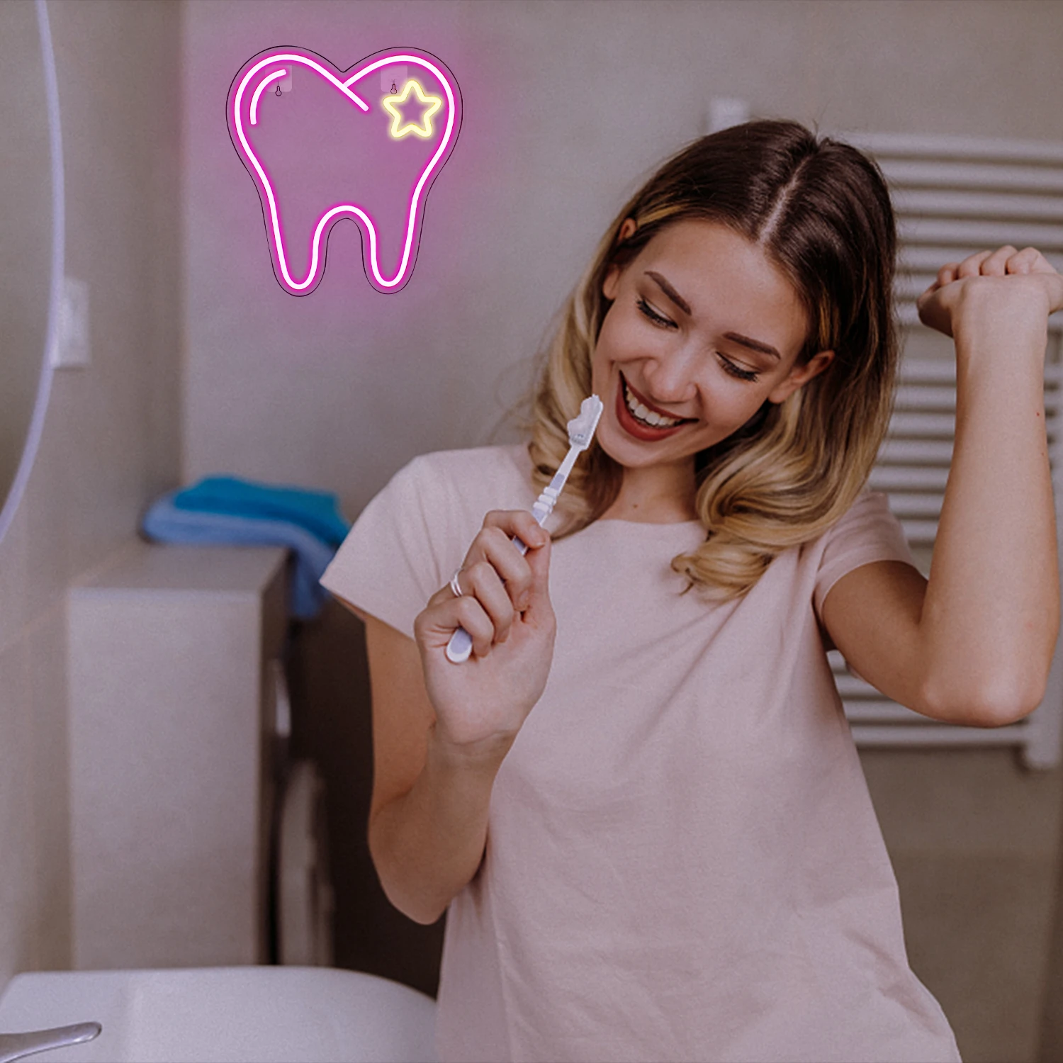 Tooth Neon Sign Pink LED Neon Light Sign Dental Office Wall Decor Hangings ART Wall Decor Dentist Student Sign neon tooth Lamp