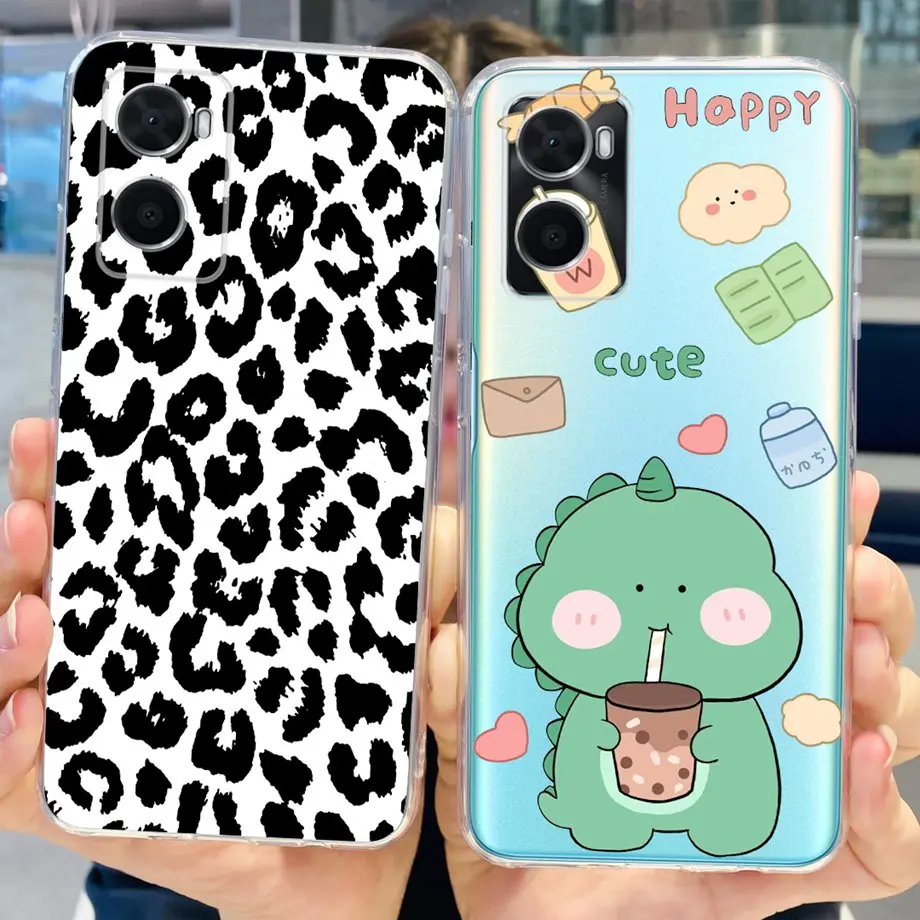 For Oppo A96 Global Version Phone Case Transparent Soft TPU Bumper Cover For Oppo A76 A36 4G Stylish Cute Capas On OppoA96 4G