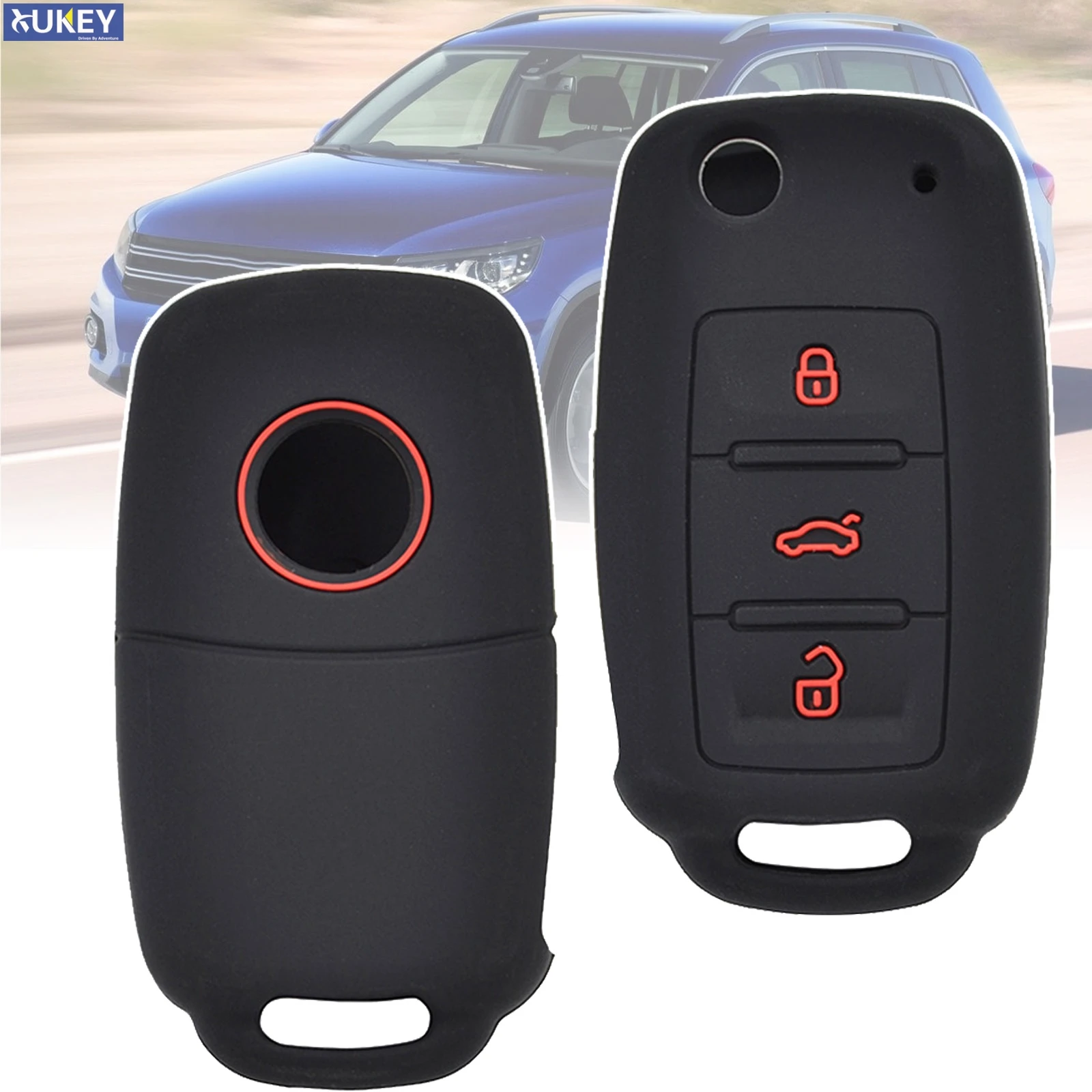 For VW POLO Bora Beetle Tiguan Passat B5 B6 Golf 4 MK5 6 Jetta Eos Silicone Key Case Remote Fob Cover 3 Button Keyless Shell Fob