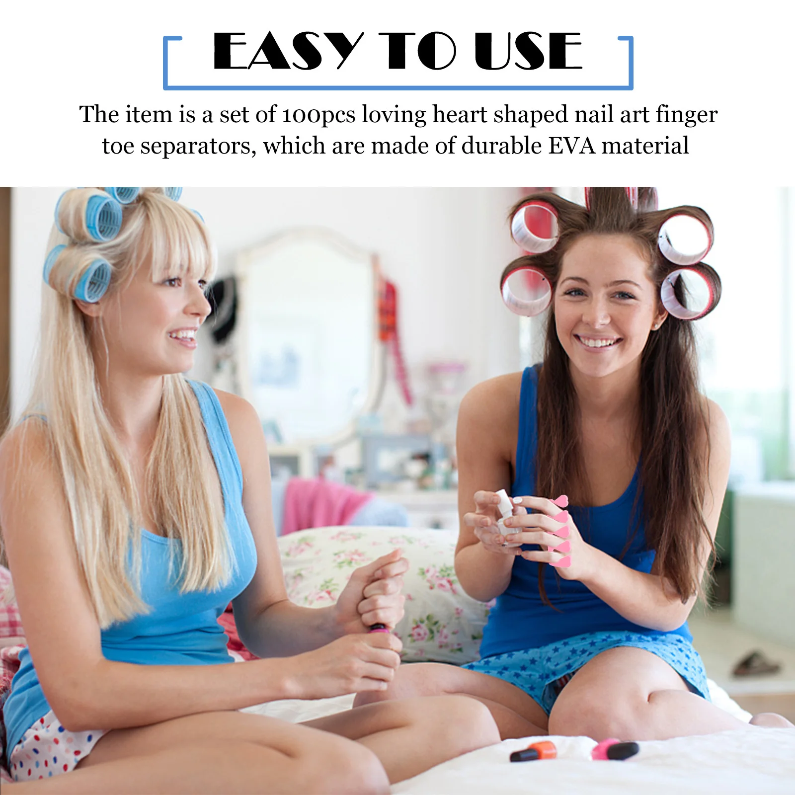 

100 шт., разделители для ногтей с любящим сердцем, Eva, удобные инструменты для педикюра и маникюра, разделители для пальцев, разные цвета