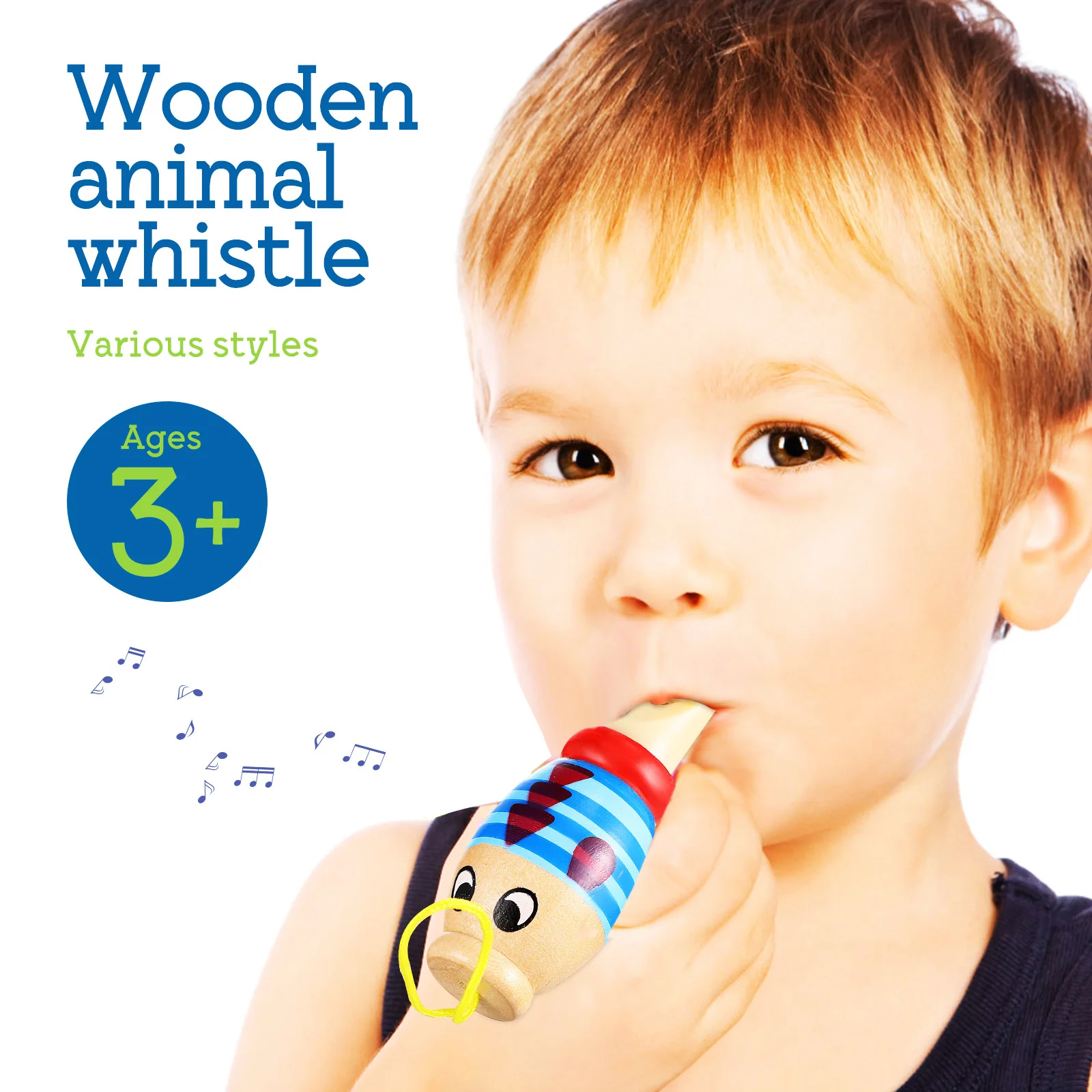 Sifflets d'animaux en bois, 7 pièces, formes d'oiseaux colorées, Style dessin animé, cadeaux musicaux éducatifs pour enfants