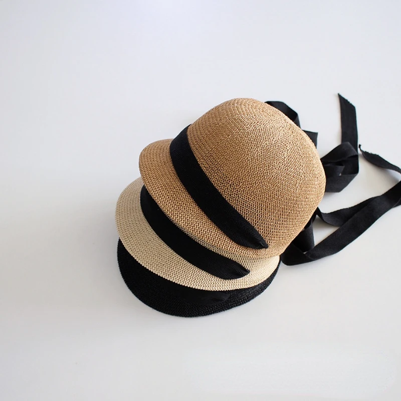 Sombrero de estilo coreano con personalidad para niños y niñas, sombrero de paja transpirable para vacaciones, playa, informal, Simple