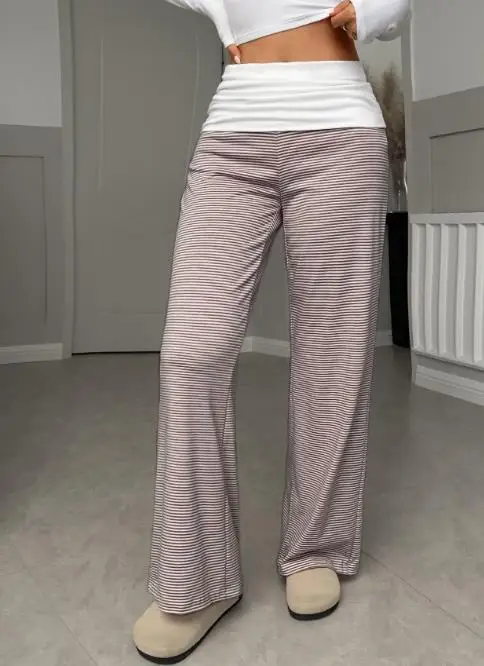 

Women's Pants Spring\summer New Daily Casual Style Fashionable Color Blocking Low Waist Striped Printed Straight Leg Pants