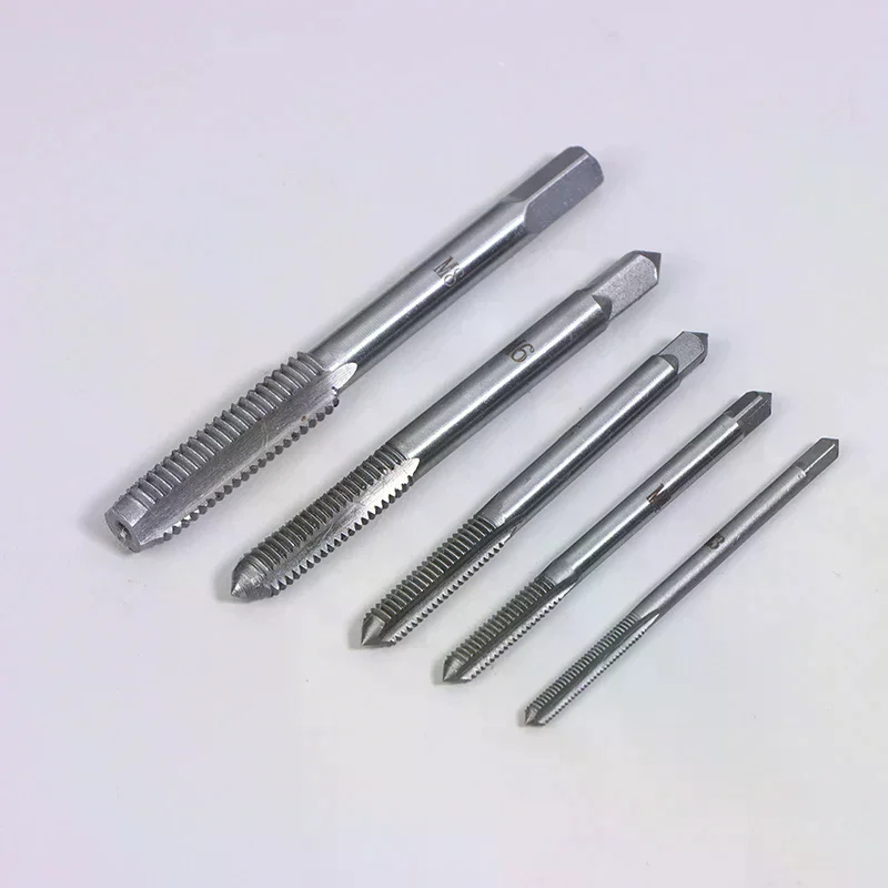 5Pcs Steel Taper Hand Drill Spiral Point Straight Fluted Screw Thread Tap Drill Punching Wrench Hand Tools M3, M4, M5, M6, M8