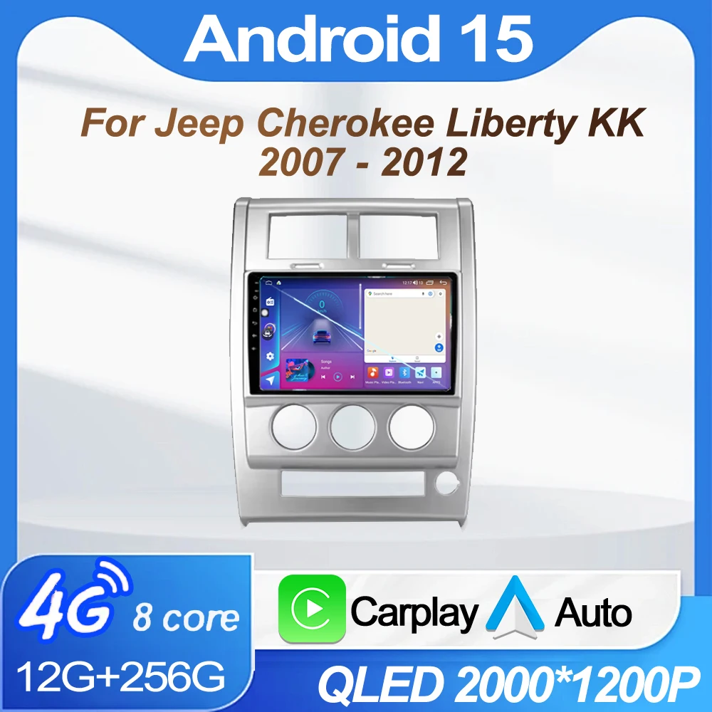 

Auto Multimedia Video Android 15 Car Radio For Jeep Cherokee Liberty KK 2007 - 2012 Player GPS 4G Carplay Auto Radio 2K QLED DSP