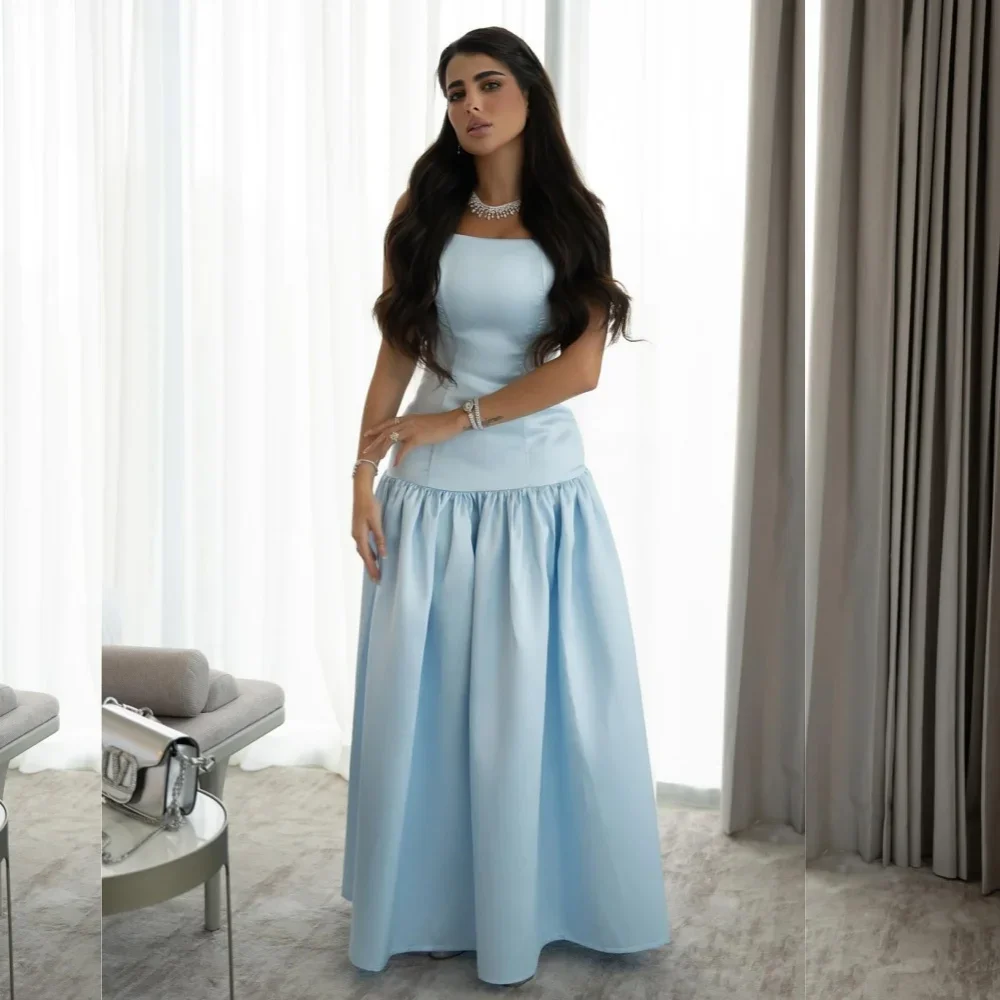 

Formal Jersey Pleat A-line Strapless Midi Dresses Homecoming Dresses Classic Exquisite Modern Style Pastrol Unisex Casual