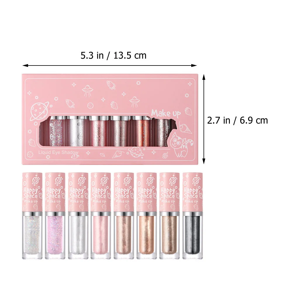 8Pcs Glitter Eyeshadow Palette Liquid Shimmer Brightening Fast Drying Non Sticky Tools for Delicate Skin Safe Use