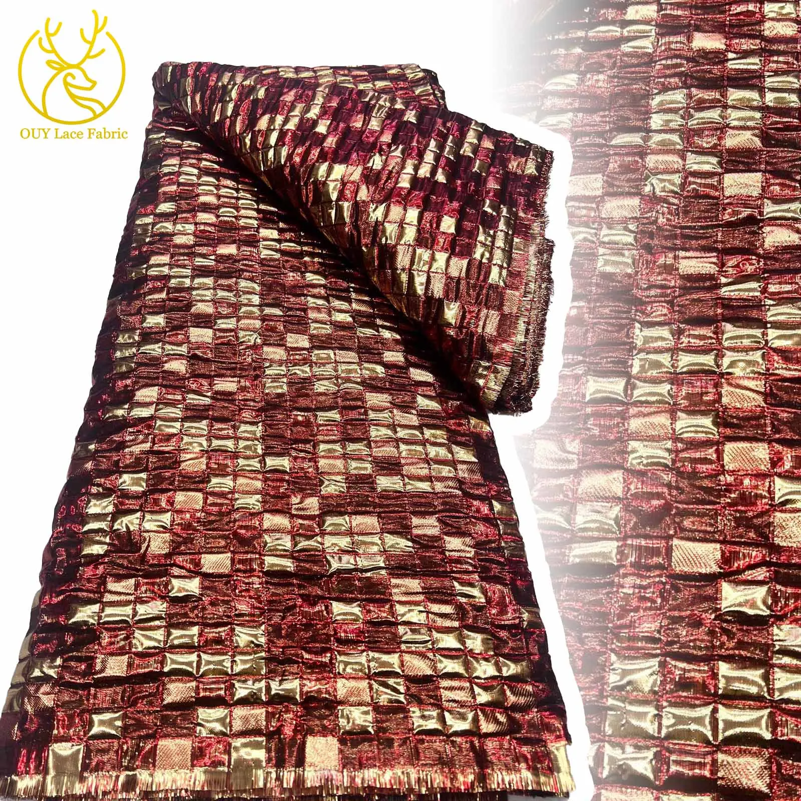 

2025 африканская жаккардовая кружевная ткань 5 ярдов Высокое качество французская нигерийская вышивка свадебное платье для шитья роскошная ткань