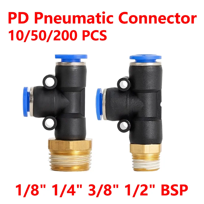 

PD Pneumatic Fittings 4mm-12mm Hose OD 1/8" 1/4" 3/8" 1/2" Male Thread Pneumatic Tube Elbow Connector Tube Air Push In Fitting